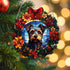 Border Terrier Christmas Wreath Suncatcher